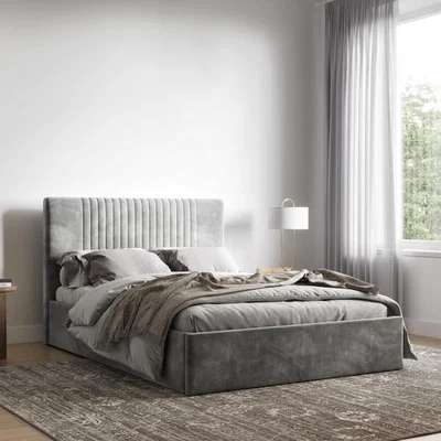 Cuckooland Flair Silver Velvet Sonar Ottoman Bed - King