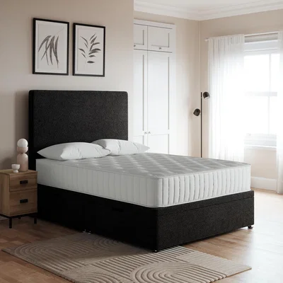 Dunelm Side Ottoman Bed Frame, Teddy Fabric Black