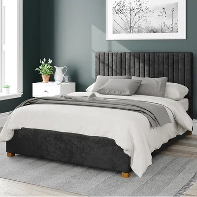 Dunelm Grant Mirazzi Velvet Ottoman Bed Black