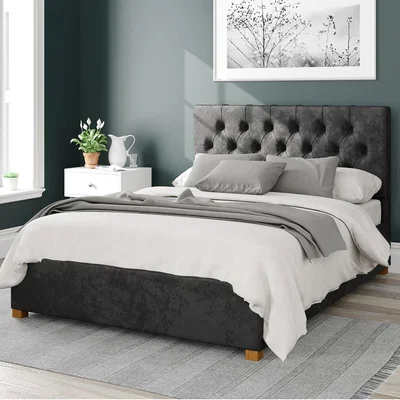 Dunelm Olivier Mirazzi Velvet Ottoman Bed Black
