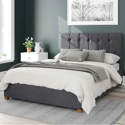 Dunelm Hepburn Plush Velvet Ottoman Bed Frame Steel