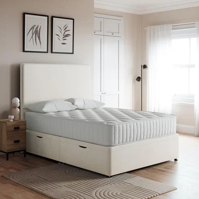 Dunelm Everyday Side Ottoman Bed Frame, Chenille Cream