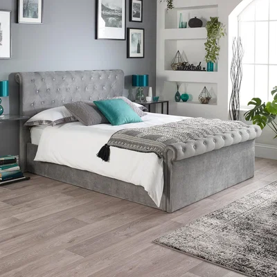 Dunelm Chesterfield Ottoman Bed Frame, Velvet Grey