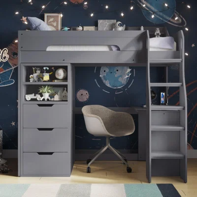 Dunelm Cosmic Storage Bed Frame with Wardrobe Grey