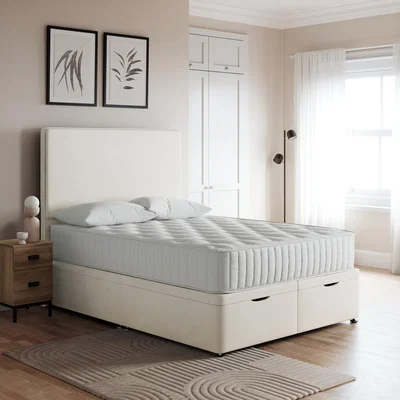 Dunelm Everyday End Ottoman Bed Frame, Chenille Cream