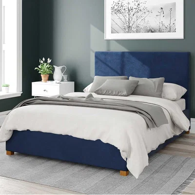 Dunelm Garland Plush Velvet Ottoman Bed Navy