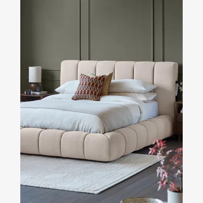 Danetti Lillian cream fabric king size ottoman storage bed