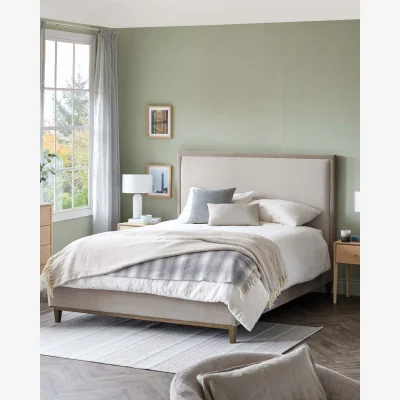Danetti Monica Natural Champagne Fabric Double Ottoman Storage Bed
