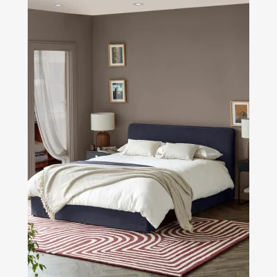 Danetti Turin dark navy velvet double ottoman storage bed