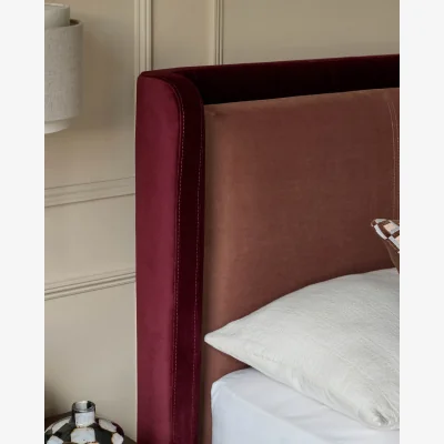Danetti Grove rose velvet and plum velvet king size ottoman storage bed
