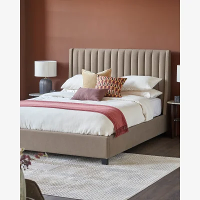 Danetti Amalfi mocha fabric double ottoman storage bed