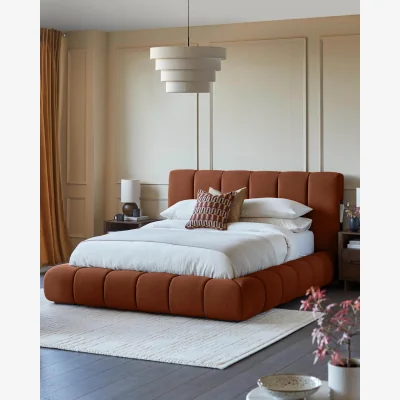 Danetti Lillian toffee red fabric king size ottoman storage bed
