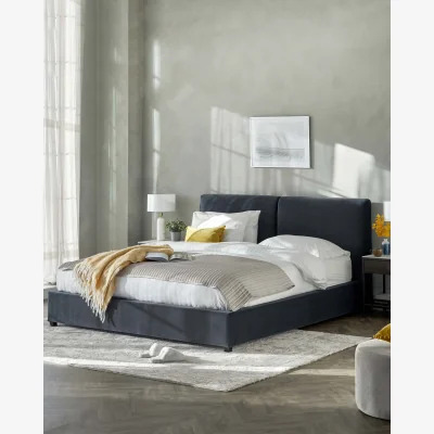 Danetti Leona Dark Grey Velvet King Size Ottoman Storage Bed