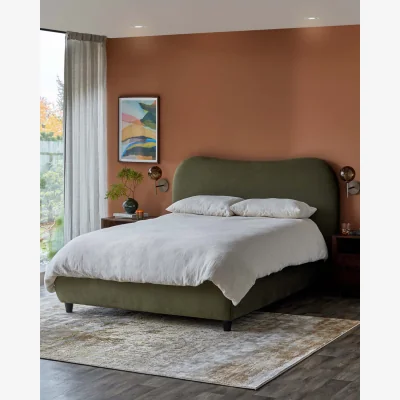 Danetti Lani olive green velvet super king ottoman storage bed