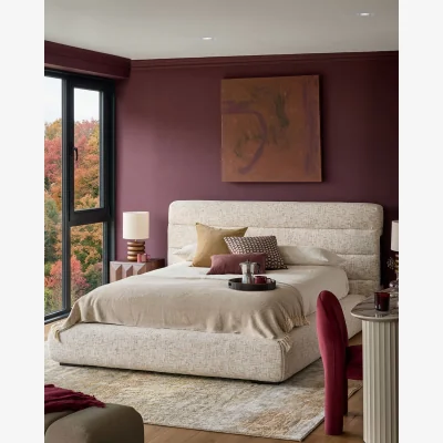 Danetti Hepworth natural chenille king size ottoman storage bed