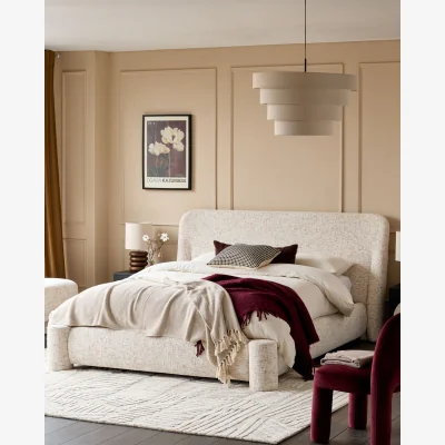 Danetti Deven natural fabric king size ottoman bed