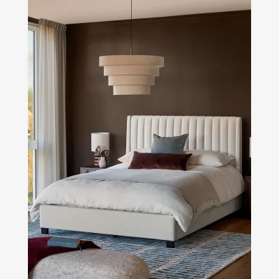 Danetti Amalfi ivory dual tone fabric double ottoman storage bed