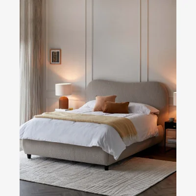 Danetti Lani Soft Natural Boucle Double Ottoman Storage Bed