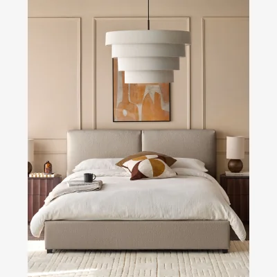 Danetti Leona Super King Ottoman Bed Natural Soft Boucle