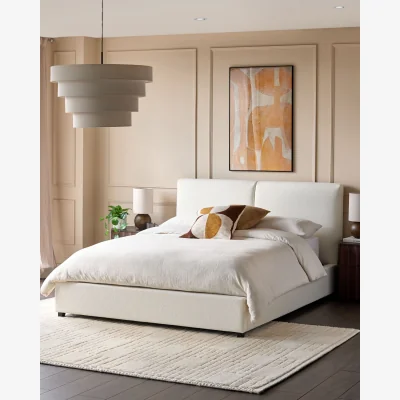 Danetti Leona Double Ottoman Bed Ivory Soft Boucle