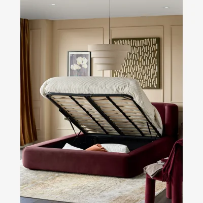 Danetti Darla plum velvet king ottoman bed