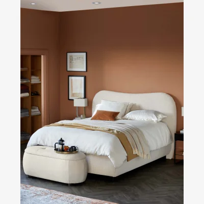 Danetti Lani ivory boucle double ottoman storage bed