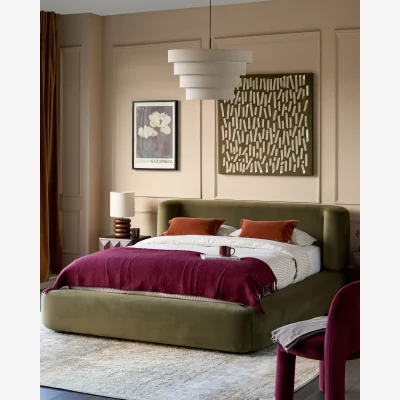 Danetti Darla olive green velvet king size ottoman bed