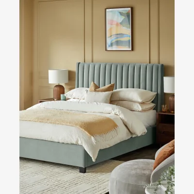 Danetti Amalfi Sage Green Velvet Double Ottoman Storage Bed