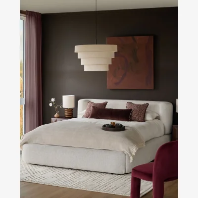 Danetti Darla natural chenille king size ottoman bed