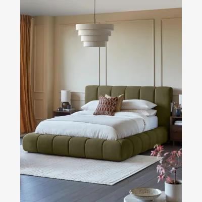 Danetti Lillian olive green fabric super king size ottoman storage bed