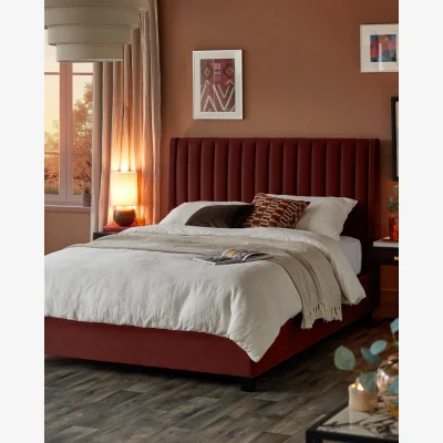 Danetti Amalfi toffee red velvet king size ottoman storage bed