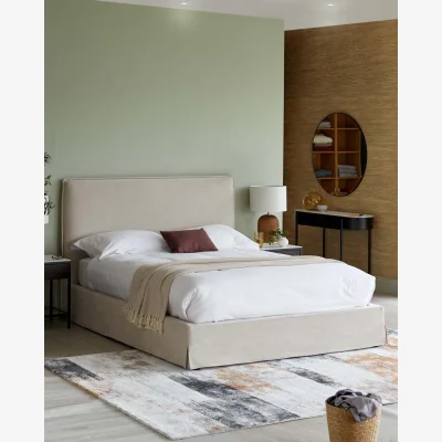 Danetti Kinsley Natural Chenille King Size Ottoman Storage Bed