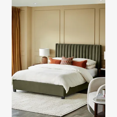 Danetti Amalfi olive green velvet super king size ottoman storage bed