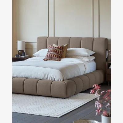 Danetti Lillian mocha fabric king size ottoman storage bed