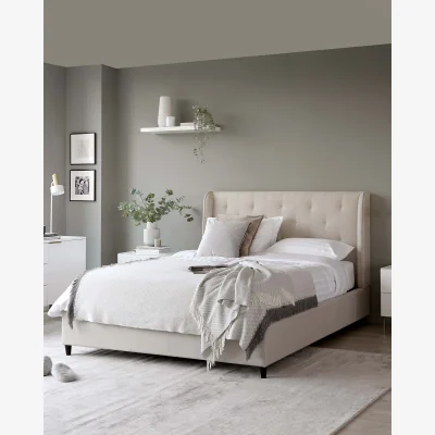 Danetti Lenora Cream Fabric King Size Ottoman Storage Bed