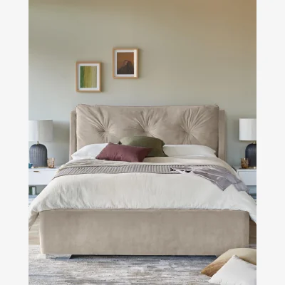 Danetti Siesta Champagne Velvet King Size Ottoman Storage Bed