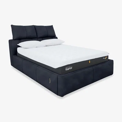 Furniture Village Tyrell Fabric Electric Ottoman Bed Frame - King Size - R15 Navy Blue
