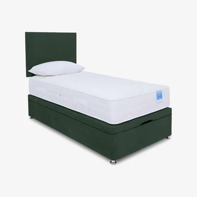 Furniture Village Sleep Story - Ergosense Manual End Ottoman Divan Set - Small Single - Plush Emerald