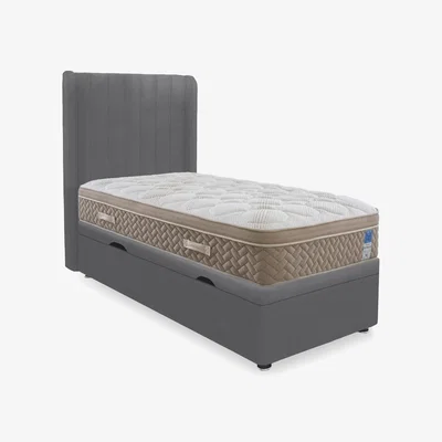 Furniture Village Sleep Story - PlushTech Side Lift Ottoman Divan Set - Single - Plush Dark Grey