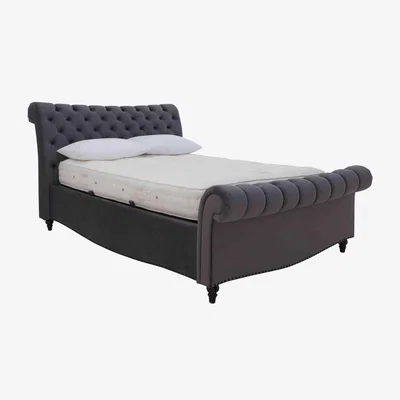 Furniture Village Aurora Side Lift Ottoman Super King Bed Frame - Super King - Velvet Smoke