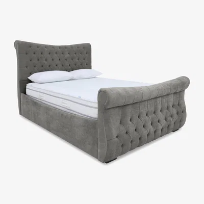 Furniture Village Sleep Story - Lance Right Hand Side Opening Ottoman Bed Frame - King Size - Dapple Sterling
