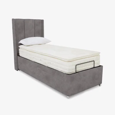 Furniture Village E-Motion Ryo Adjustable Ottoman Divan Base with Headboard - Single - Dapple Sterling