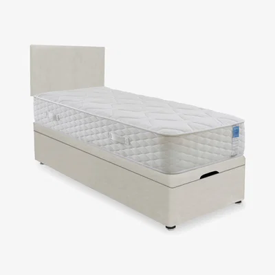 Furniture Village Sleep Story - Memory Plus End Lift Ottoman Divan Set - Small Single - Plush Ecru
