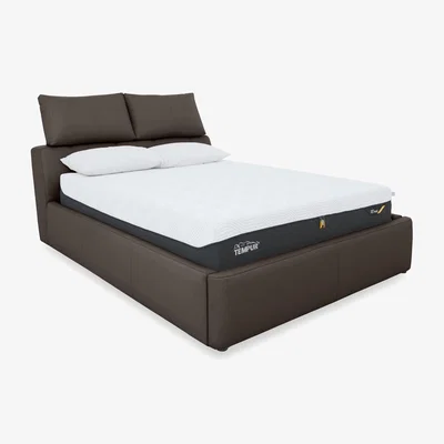 Furniture Village Tyrell Leather Manual Ottoman Bed Frame - Super King - Cacao