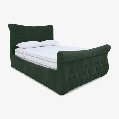 Furniture Village Sleep Story - Lance Right Hand Side Opening Ottoman Bed Frame - Double - Plush Emerald