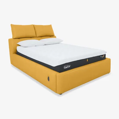 Furniture Village Tyrell NC Leather Electric Ottoman Bed Frame - King Size - Sunflower