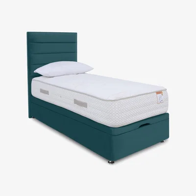 Furniture Village Sleep Story 2000 Manual End Ottoman Divan Set - Small Single - Plush Atlantic
