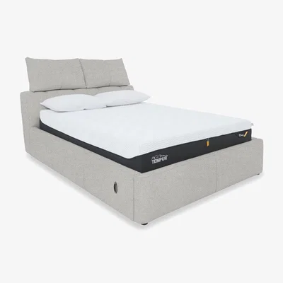 Furniture Village Tyrell Fabric Electric Ottoman Bed Frame - King Size - R23 Silver Grey