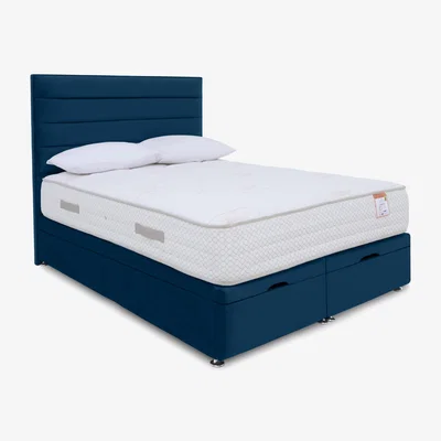 Furniture Village Sleep Story 2000 Manual End Ottoman Divan Set - Double - Plush Pacific