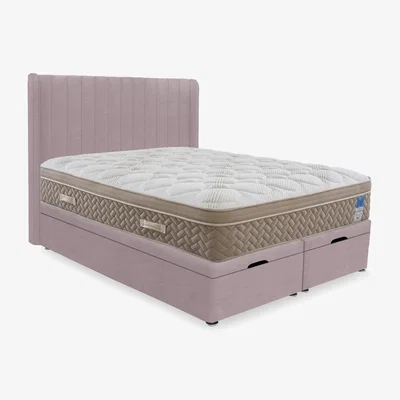 Furniture Village Sleep Story - PlushTech End Lift Ottoman Divan Set - Super King - Plush Lilac